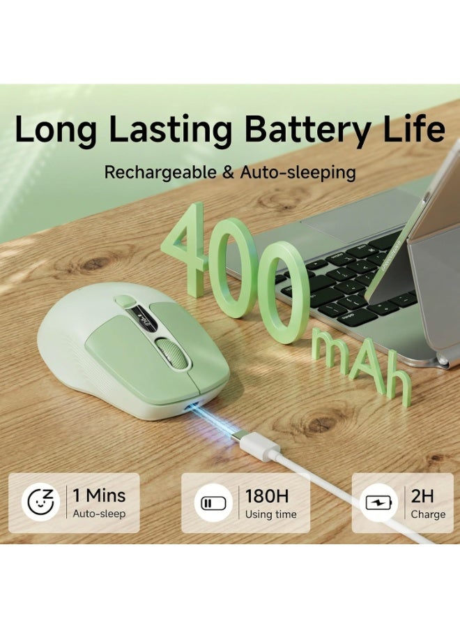 Eweadn Wireless Bluetooth Mouse With Battery & DPI LED Screen Display,BT & 2.4G Silent,Quiet Click,Portable Computer Accessories For Laptop/PC/Mac(Green) - Image 4